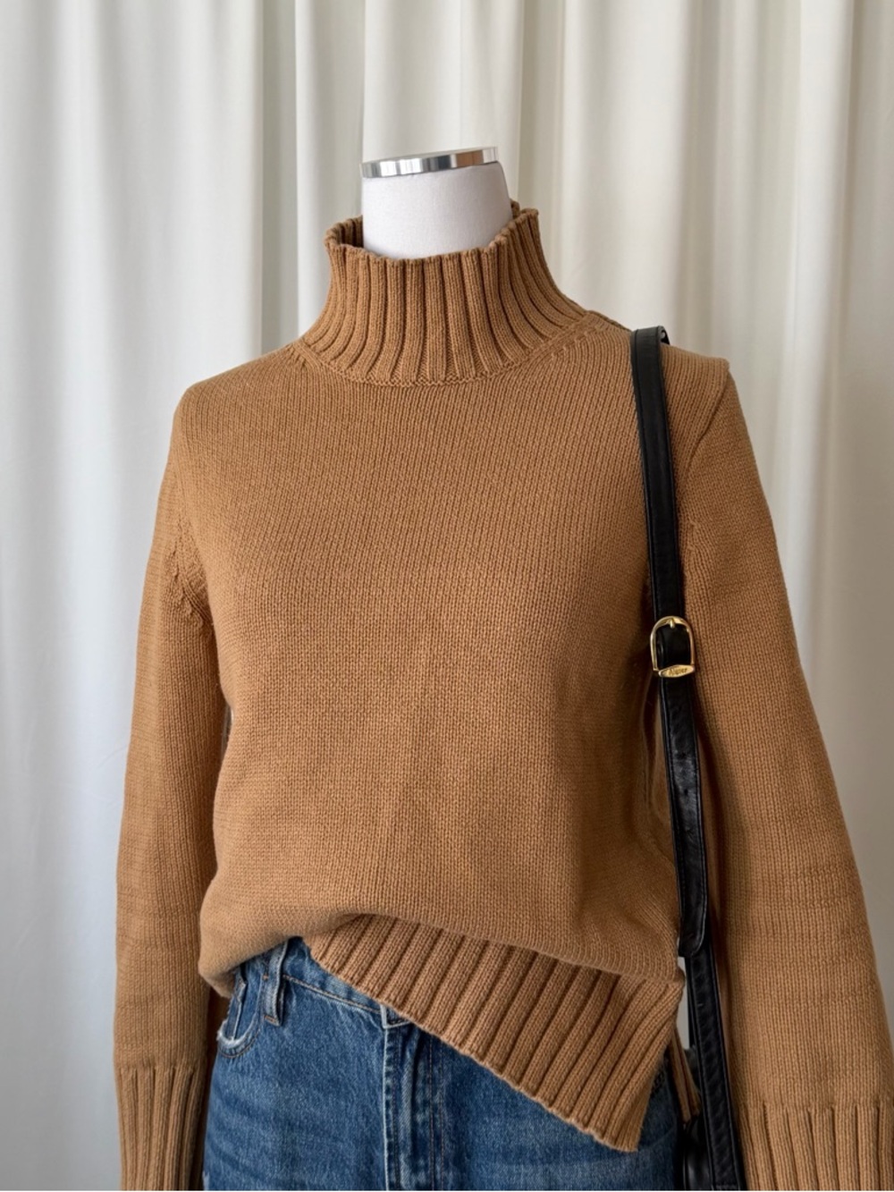 J.Crew Cotton Turtleneck Sweater Tan size small.